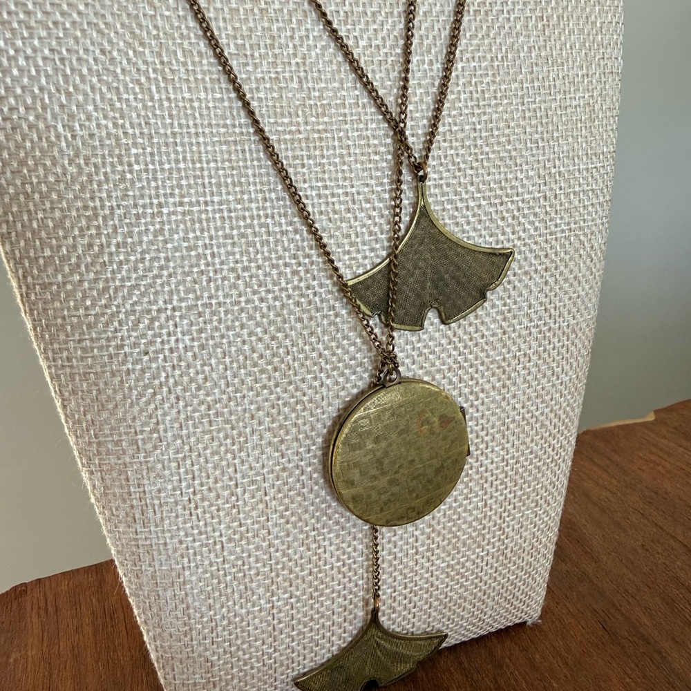 Erica Weiner Ginko Leaf Pendant Necklace with Locket